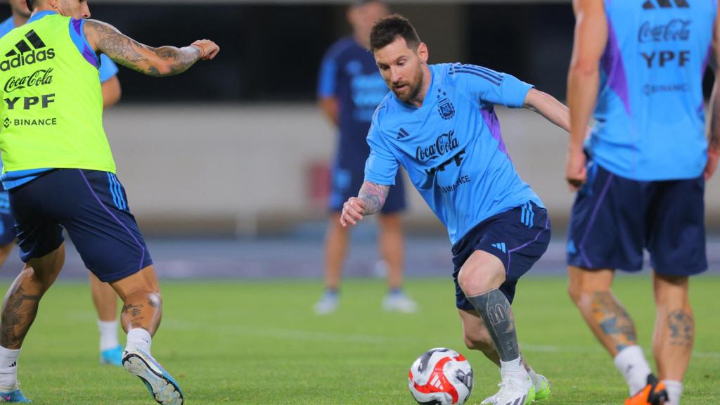 Messi, en un entrenamiento con Argentina para los amistosos.