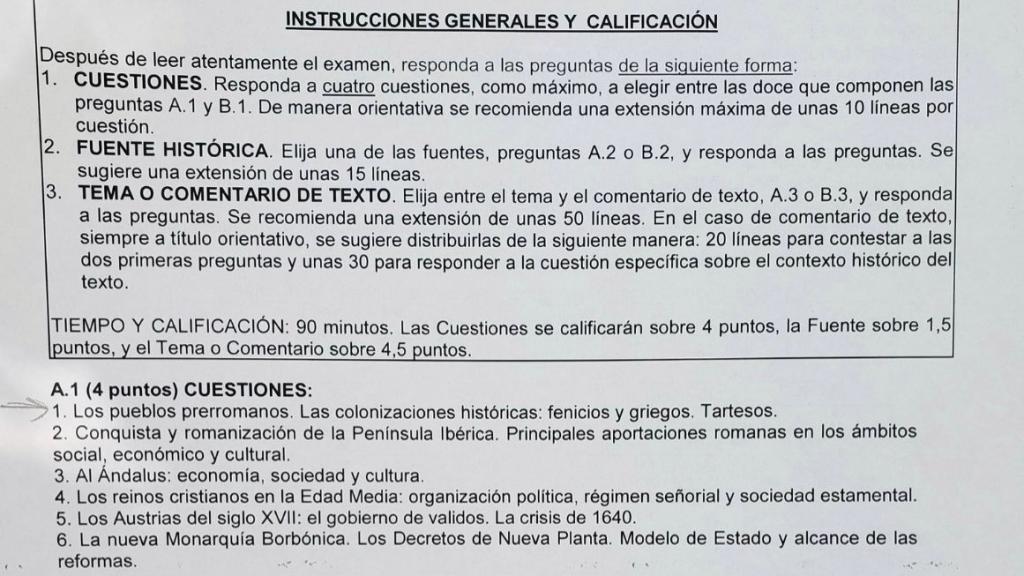 Examen de Historia de Selectividad en Madrid.
