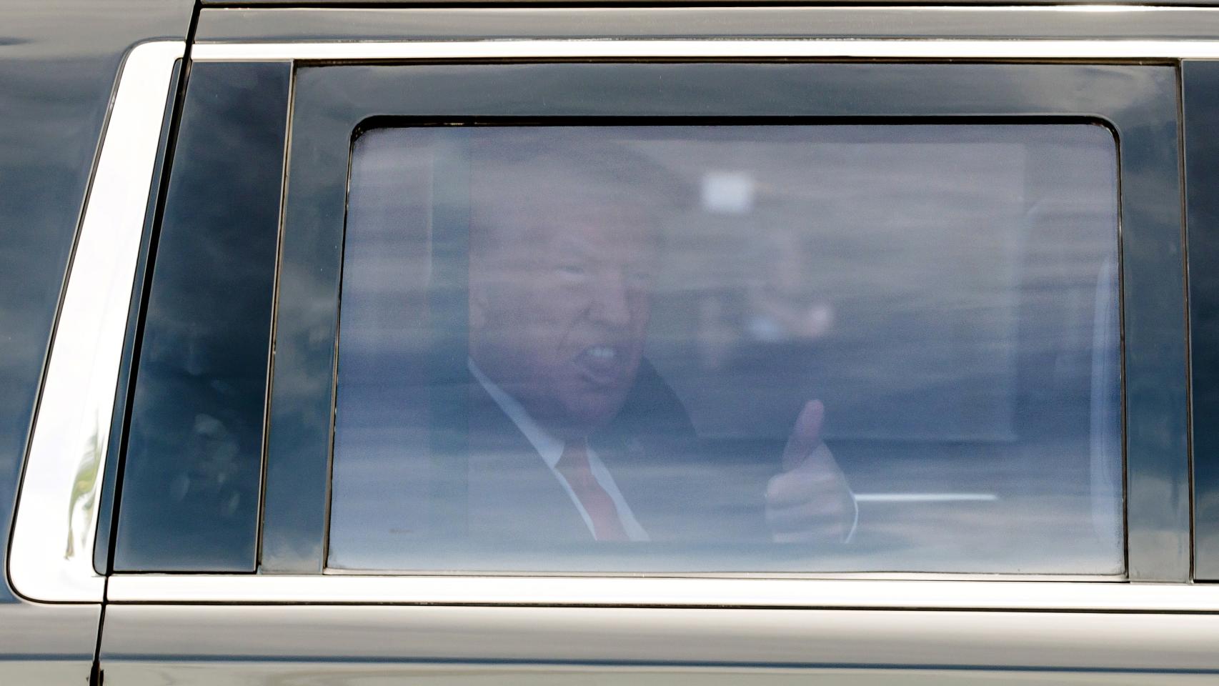 Donald Trump a su llegada al tribunal federal de Miami.