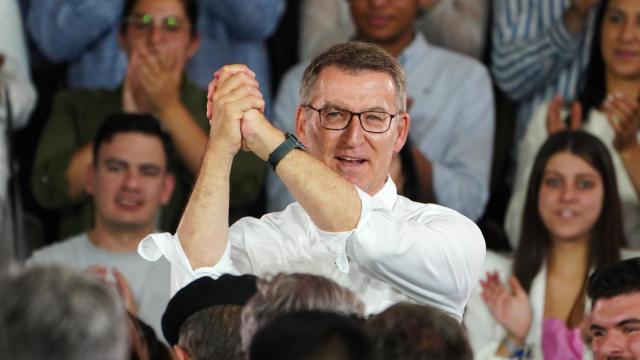 Alberto Núñez Feijóo en un mitin electoral.