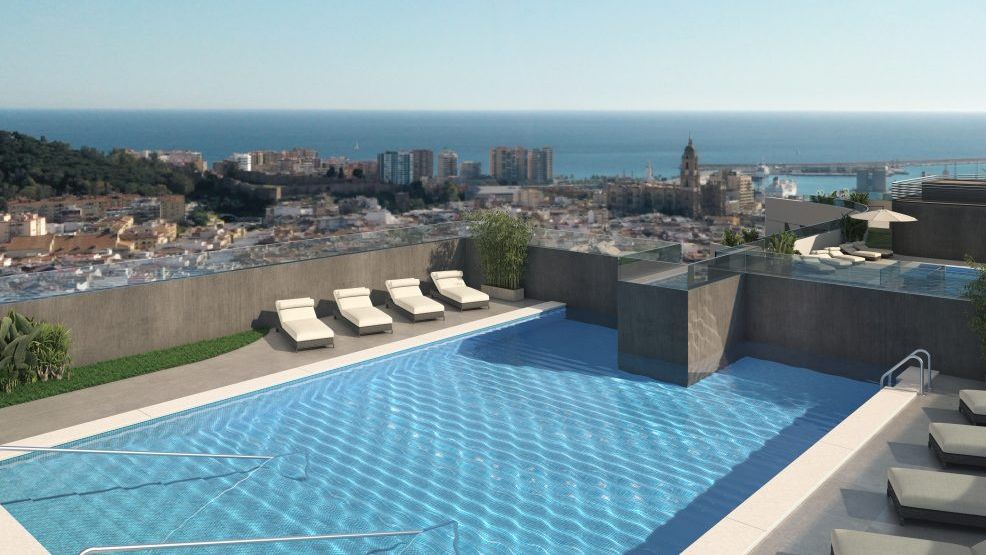 Infografía de la piscina de la Torre Norte de Martiricos, situada a más de 100 metros de altura.