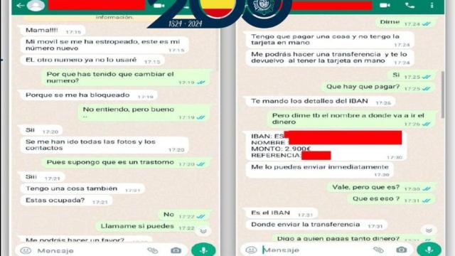 Conversación de la estafa del hijo en apuros