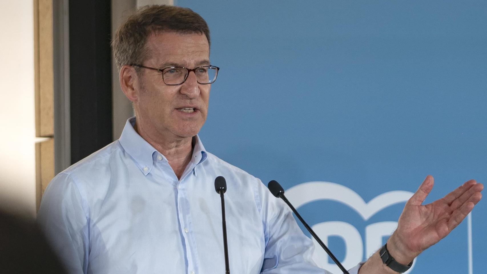 Alberto Núñez Feijóo, líder del PP, en un acto en Santander en la tarde de este miércoles.