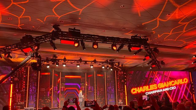 Un momento durante la keynote de Accelerate 2023 de Pure Storage en Las Vegas.