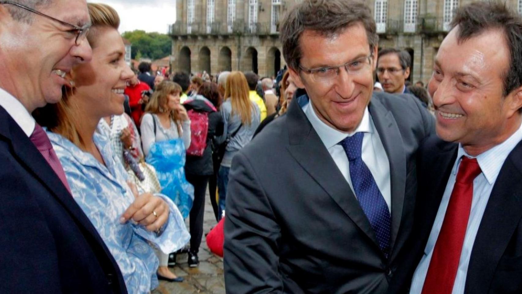 Alberto Ruiz-Gallardón, entonces alcalde de Madrid, con Alberto Núñez Feijóo en su etapa como presidente de la Xunta , y Manuel Cobo, vicealcalde de la capital.