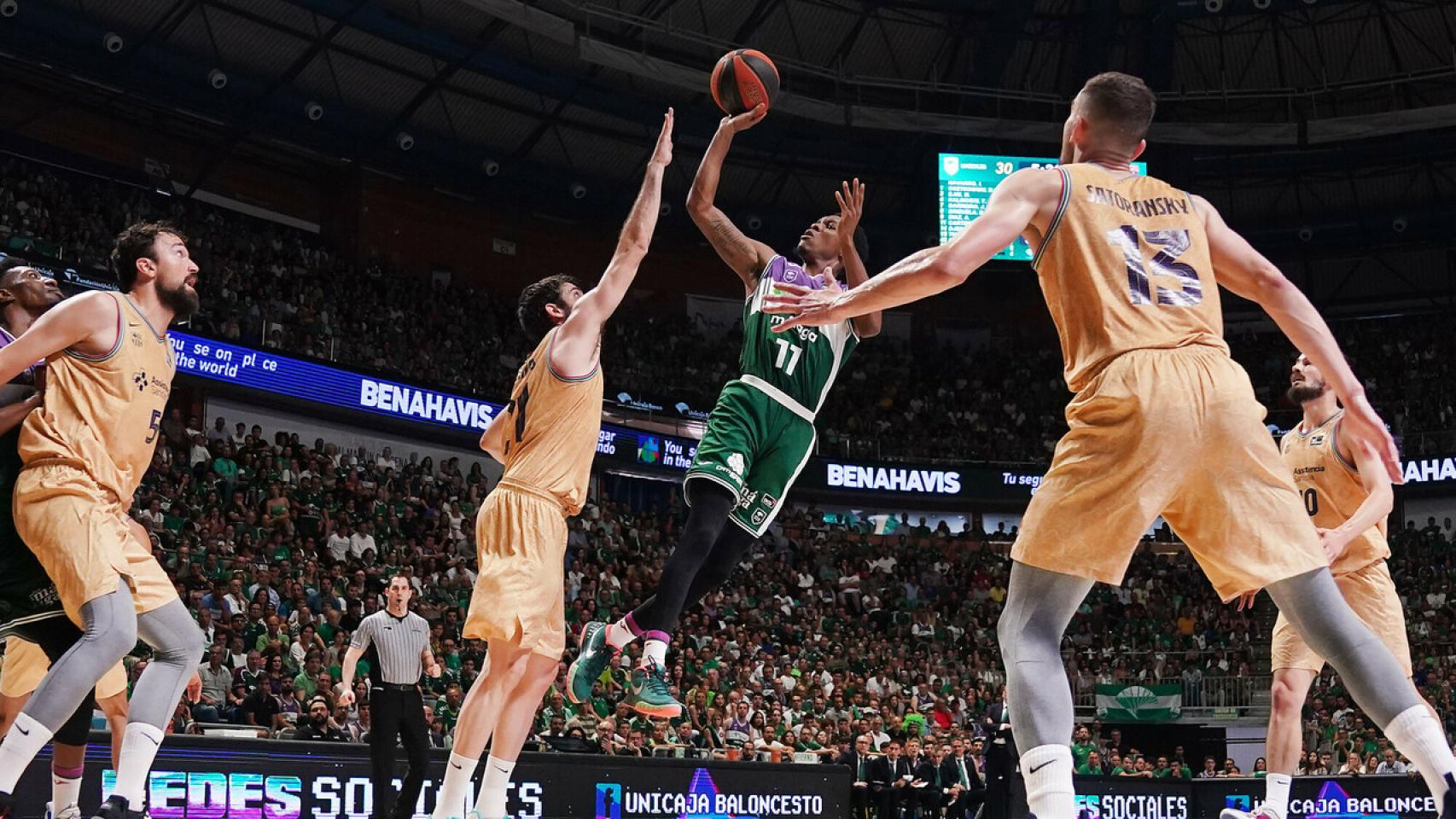 Tyson Carter durante el Unicaja vs. Barcelona de las semifinales de la ACB