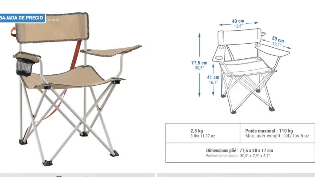 Silla plegable de camping.