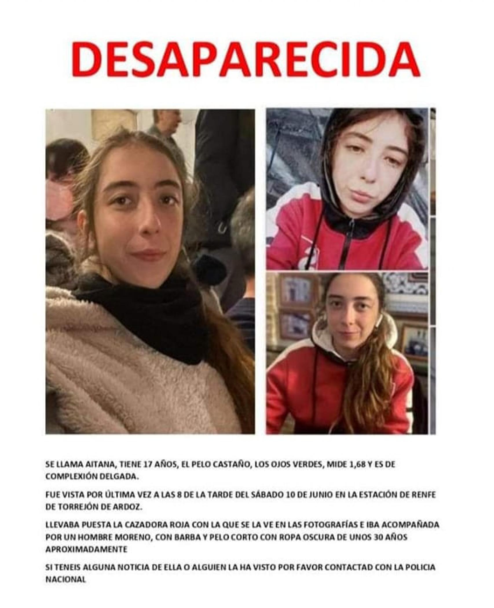 Cartel difundido por la familia de la joven.