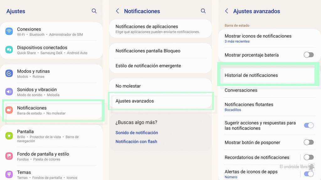 Historial de notificaciones