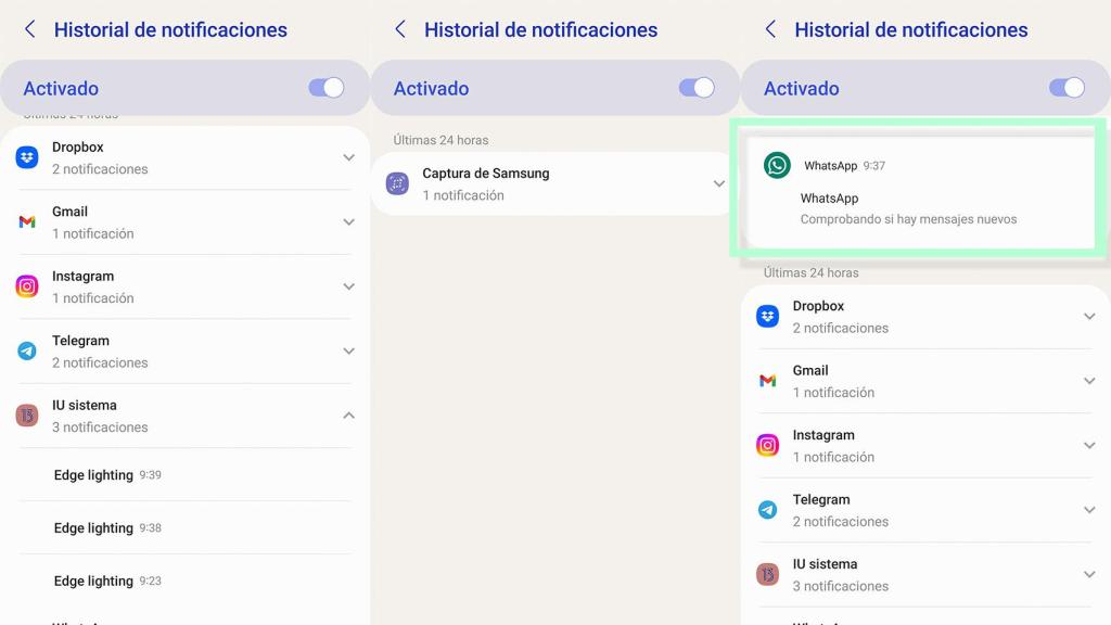Historial de notificaciones