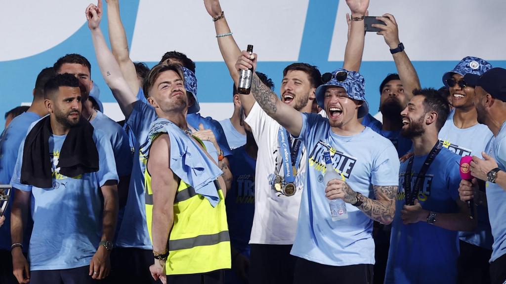 Los jugadores del City, en plena celebración.