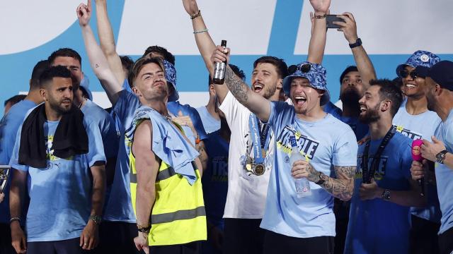 Los jugadores del City, en plena celebración.