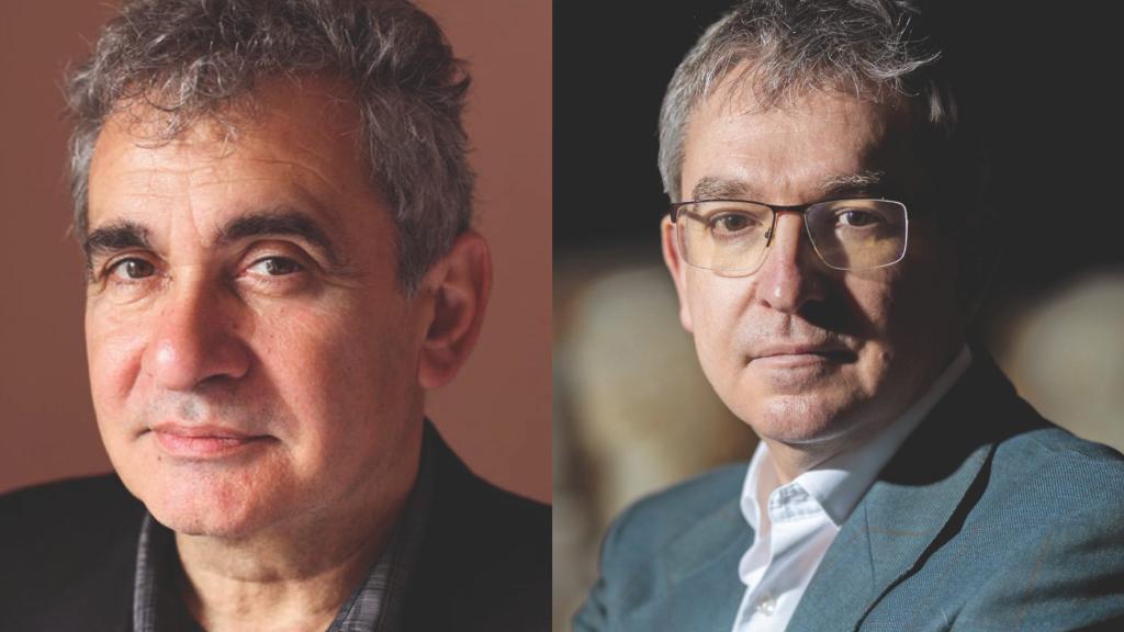 Bernardo Atxaga y Santiago Posteguillo / Fotos: Basso Cannarsa y Ediciones B.
