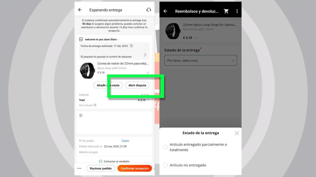 Disputa en AliExpress