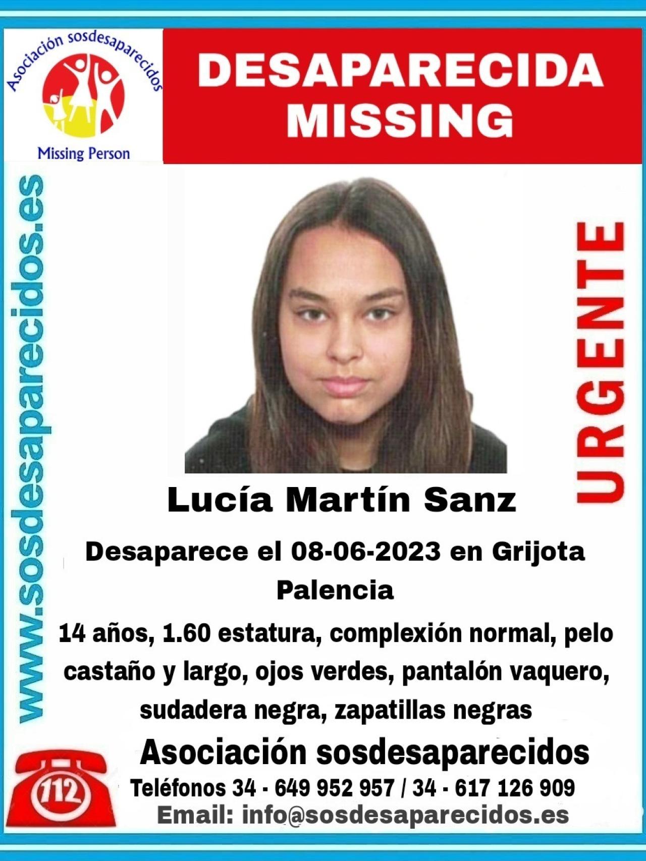 Cartel de la menor desaparecida en Grijota