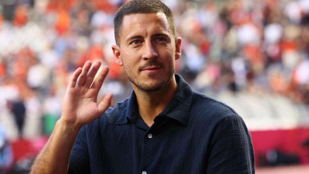 Eden Hazard, durante el homenaje de la selección de Bélgica