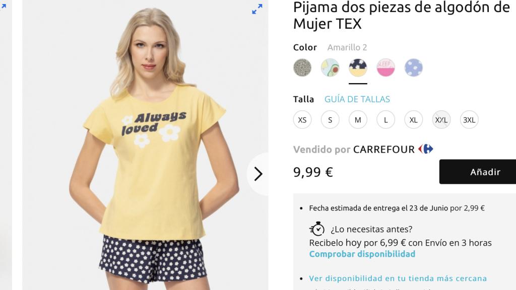 Pijama dos piezas.