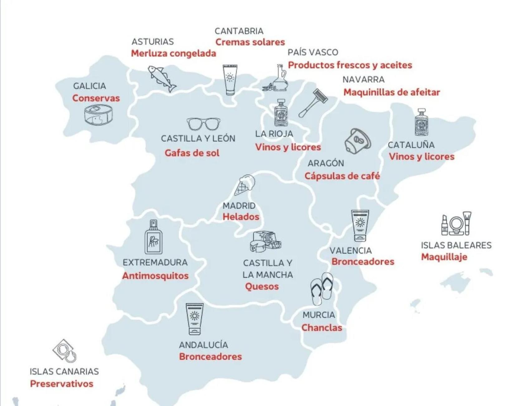 Mapa de los productos más robados en el estado. Checkpoint Systems.