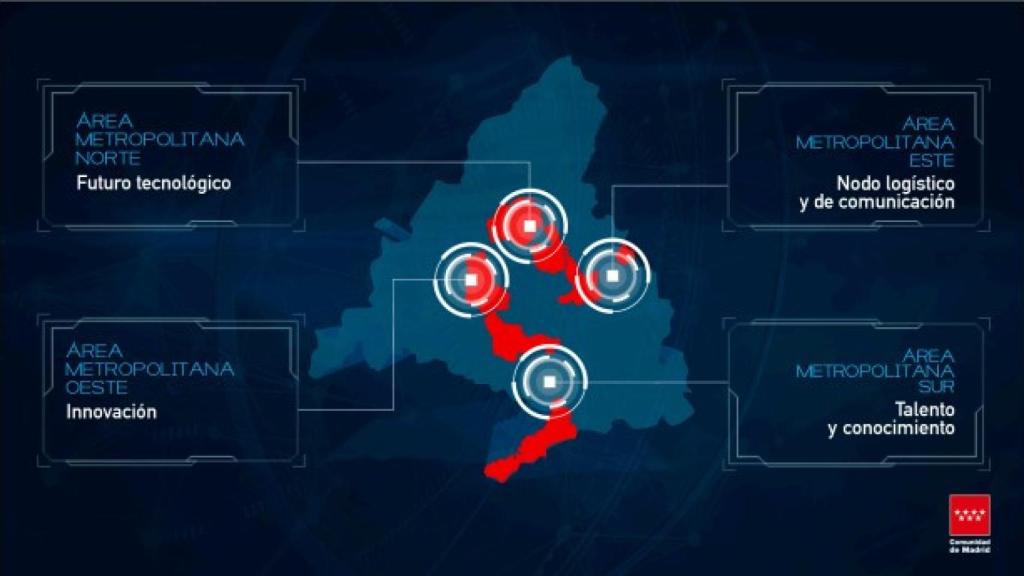 Mapa de las cuatro regiones digitales.