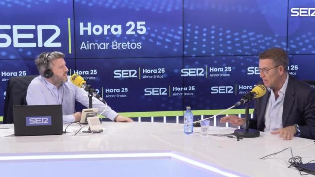 Un momento de la entrevista de Aimar Bretos a Alberto Núñez Feijóo.