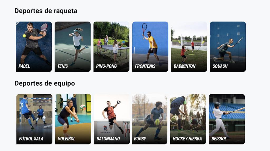 Categorías de la app de Decathlon