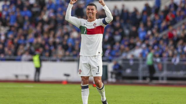 Cristiano Ronaldo, celebrando el gol de la victoria de Portugal ante Islandia