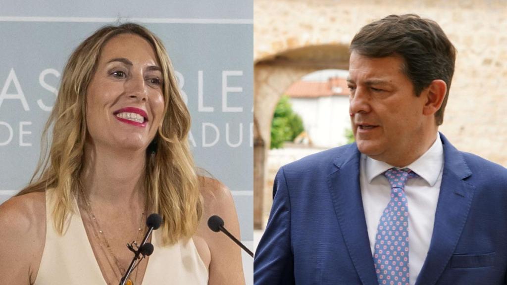 La líder del PP de Extremadura, María Guardiola, y el presidente de la Junta de Castilla y León, Alfonso Fernández Mañueco.
