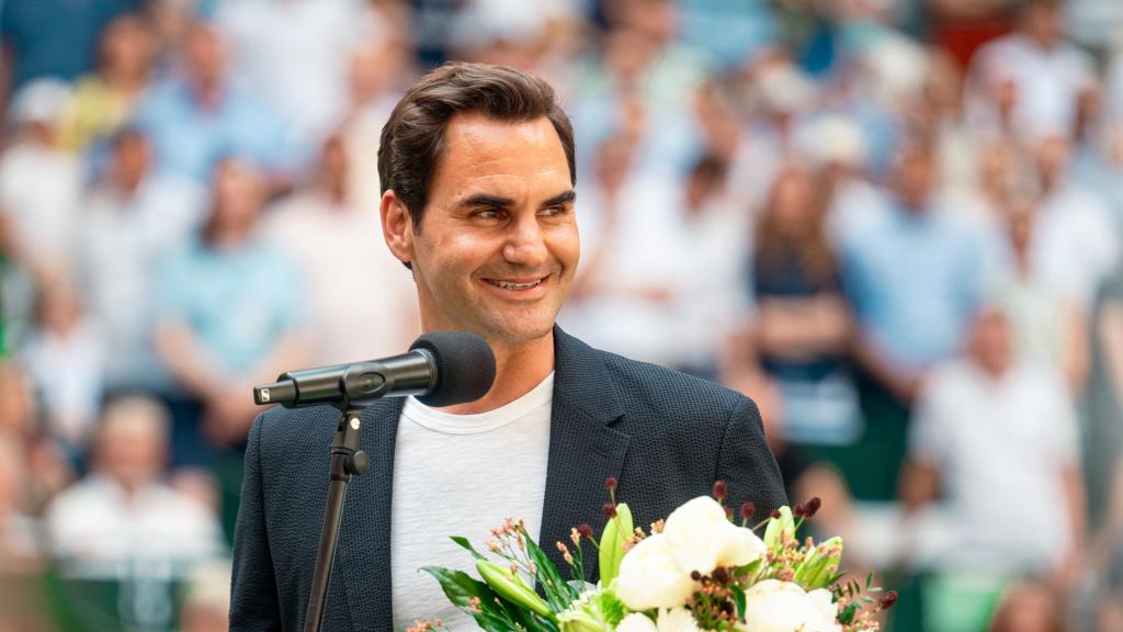 Federer, en su homenaje en Halle