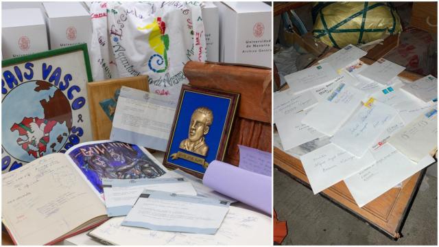 Algunos de los efectos personales del concejal del PP asesinado por ETA y las cartas de condolencias.