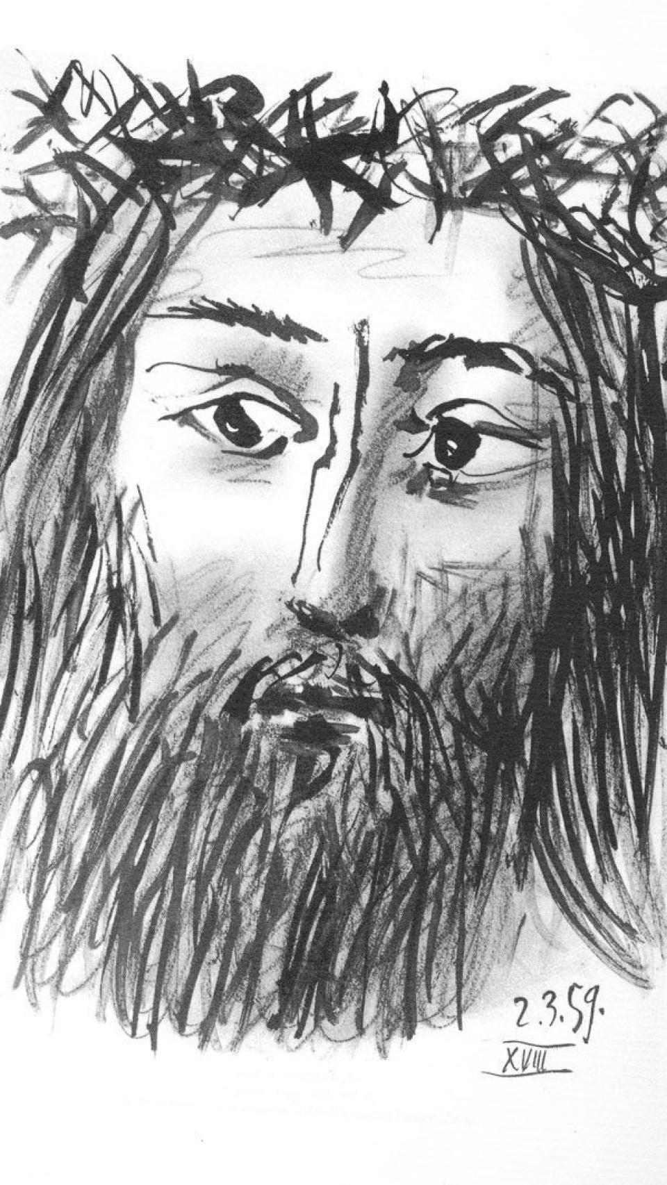 Dibujo de Picasso que ilustró el cartel de la Semana Santa de Málaga de 1998.