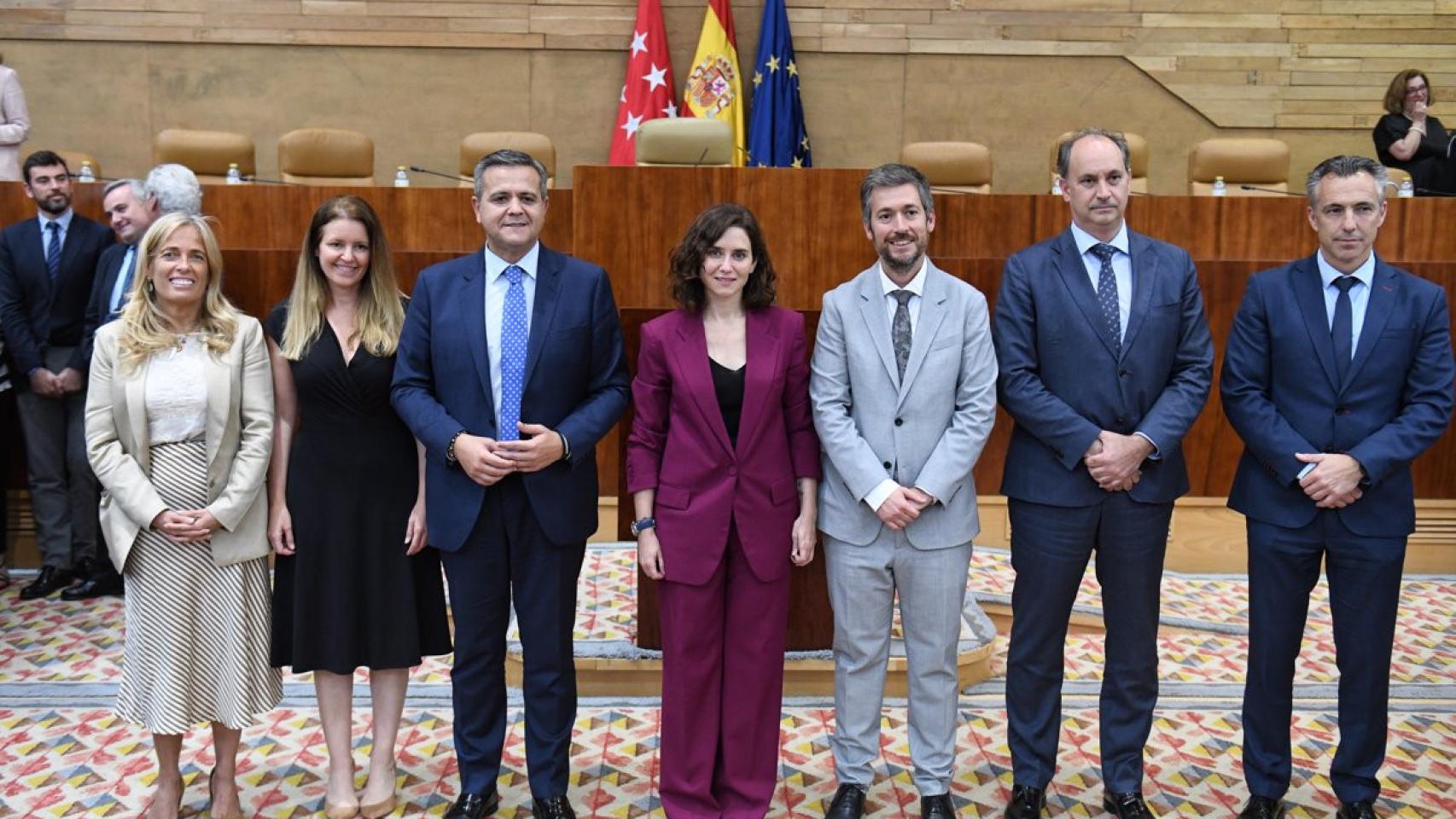 Algunos de los consejeros del nuevo Gobierno de Isabel Díaz Ayuso en el que no se ha nombrado un portavoz.