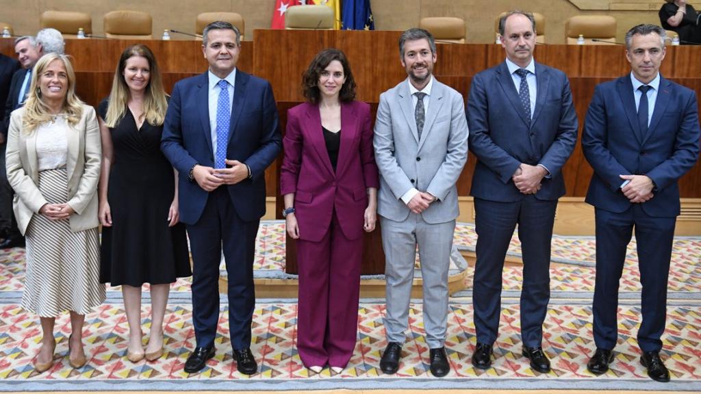 Algunos de los consejeros del nuevo Gobierno de Isabel Díaz Ayuso en el que no se ha nombrado un portavoz.