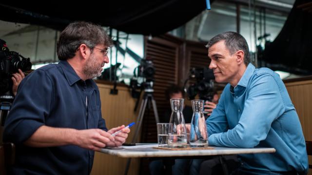 Jordi Évole y Pedro Sánchez, durante la grabación de la entrevista.