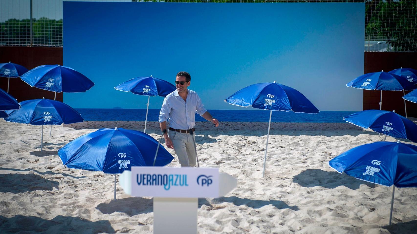 Borja Sémper, portavoz del PP, este jueves en el acto de presentación de 'Verano Azul'.