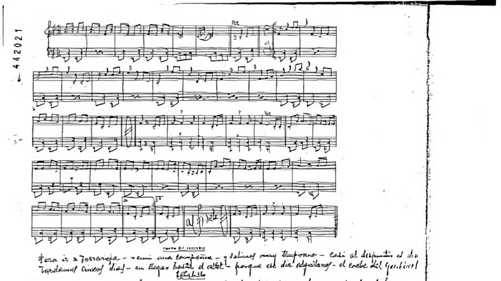 La partitura registrada de 'La manta al coll' en 1953.