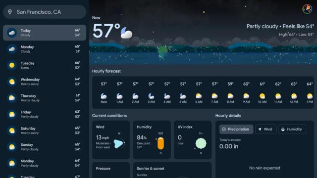 La nueva app del tiempo de Google, mejor adaptada a tablets