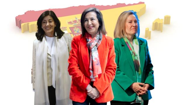 De izq. a dcha.: Esperanza Casteleiro (directora del CNI), Margarita Robles (ministra de Defensa) y Amparo Valcarce (secretaria de Estado de Defensa).