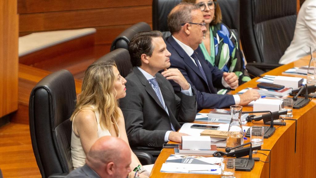 La líder del PP extremeño, María Guardiola, durante la sesión constitutiva de la Asamblea de Extremadura.