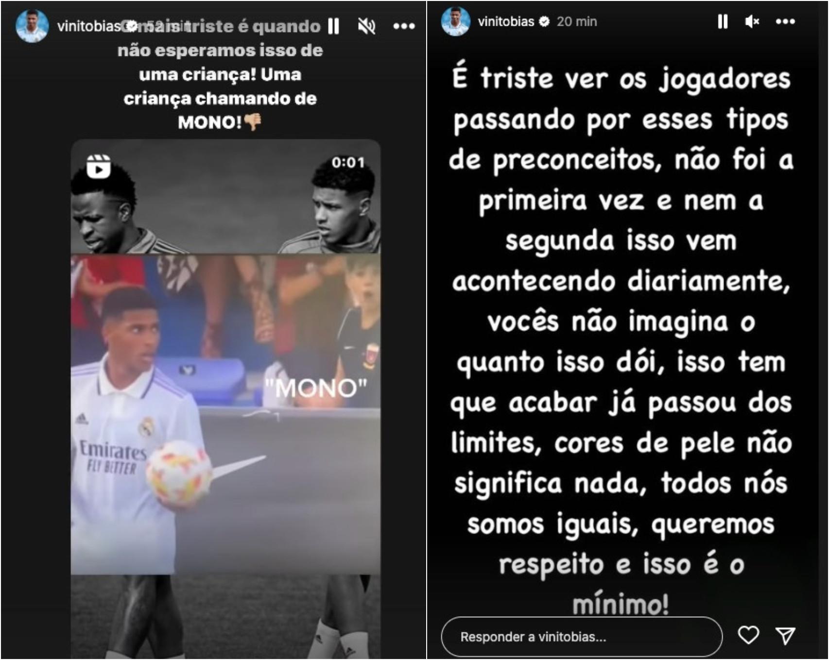 Los mensajes de Vinicius Tobias sobre los insultos racistas en Elda