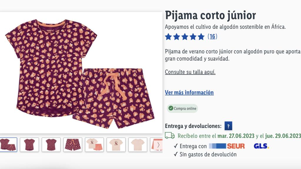 Pijama corto.