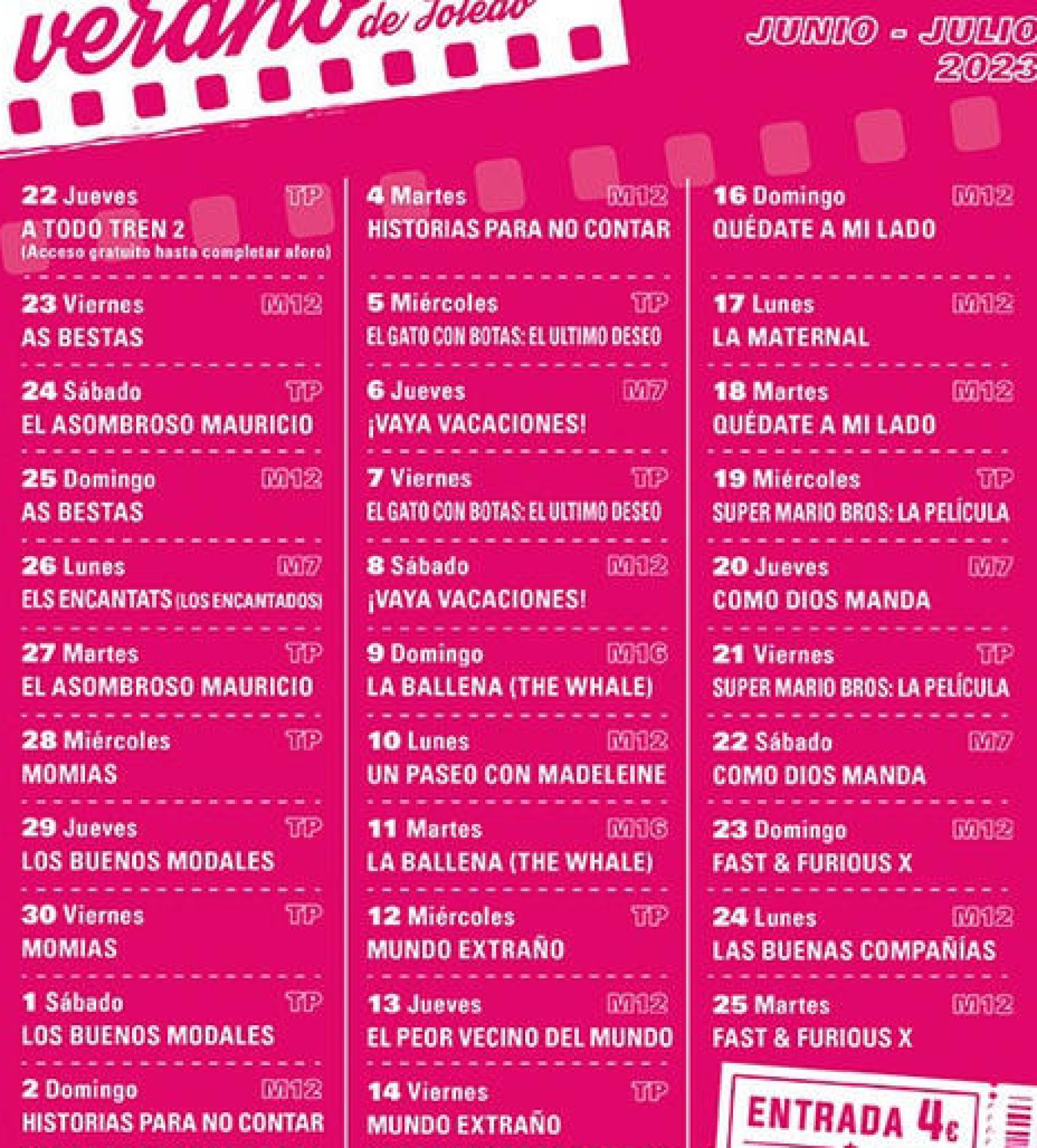 Programa el Cine de Verano de Toledo.