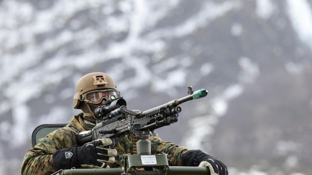 Un marine estadounidense durante unos ejercicios en Noruega, 2022.