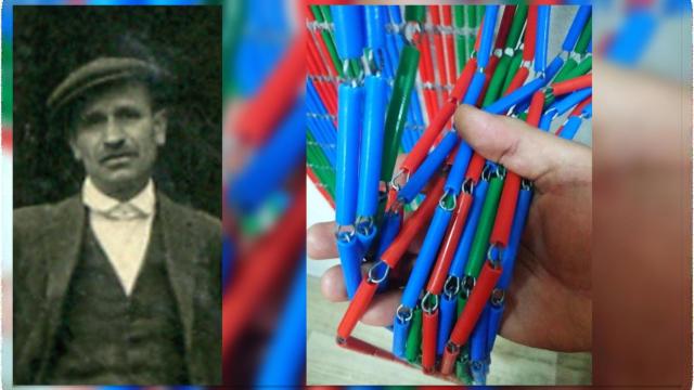 El inventor de la cortina oriental, Vicente Barceló Santonja junto con una imagen actual del producto.