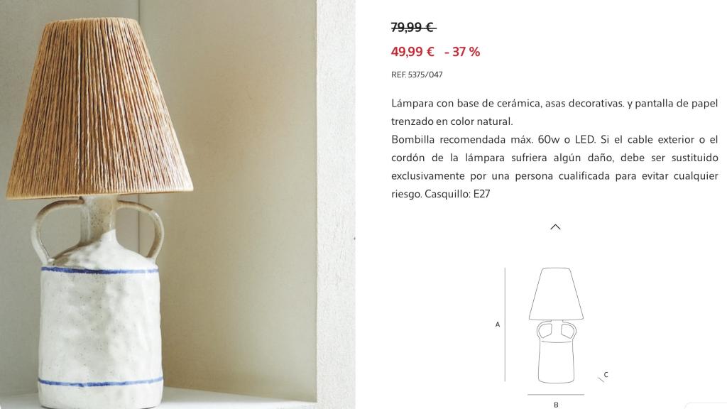 Lámpara base cerámica.