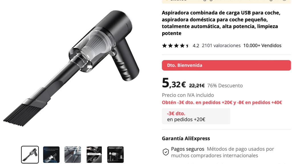Aspiradora de mano.