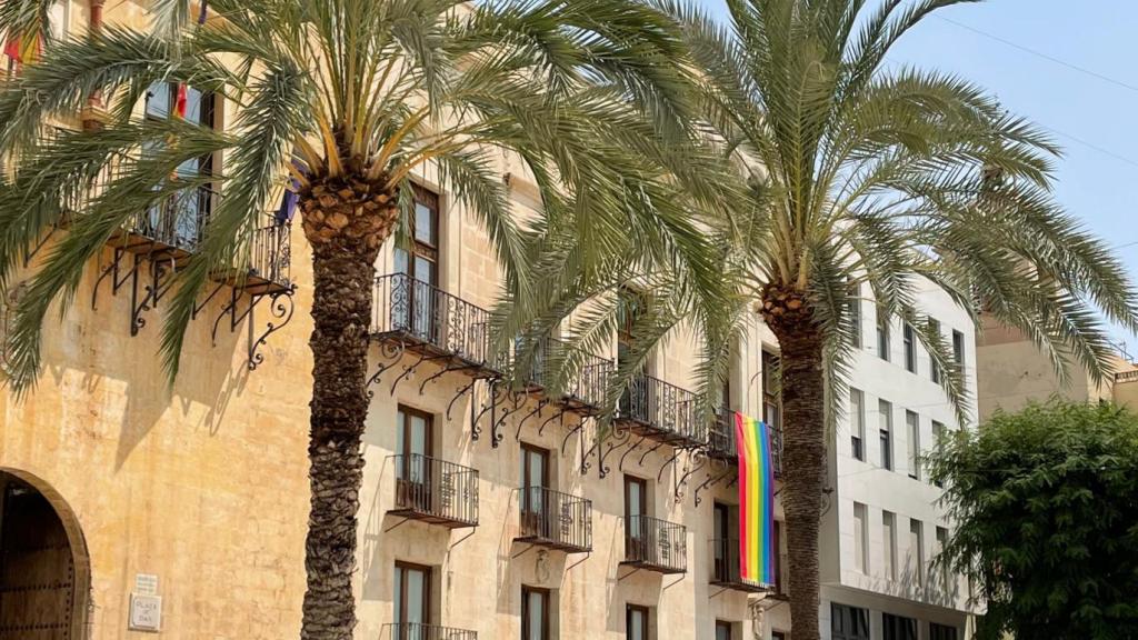 Así luce la bandera en Elche, lejos del balcón principal.