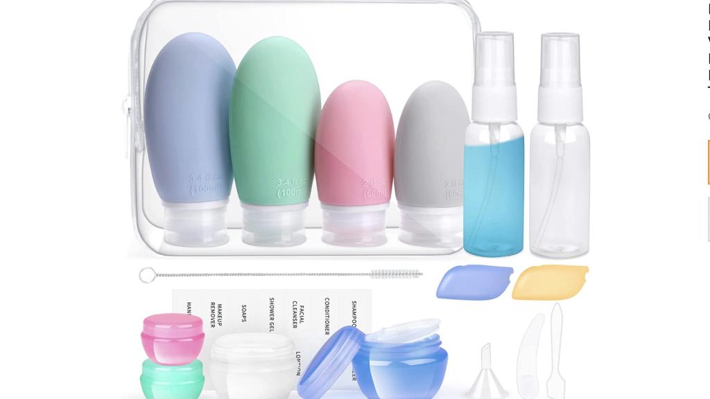 Vista del pack de Amazon con las botellas de viaje
