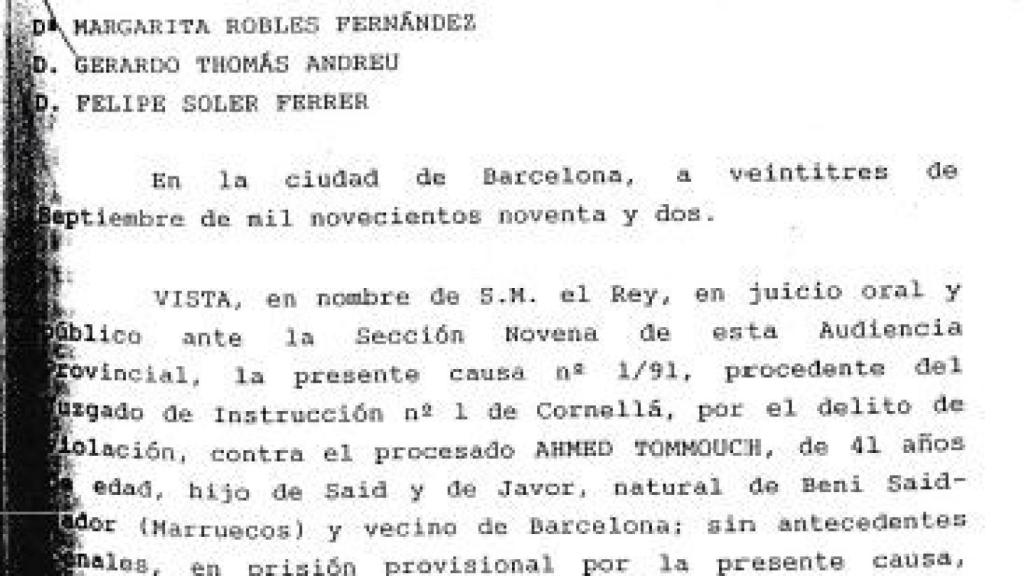 Inicio de la sentencia condenatoria./
