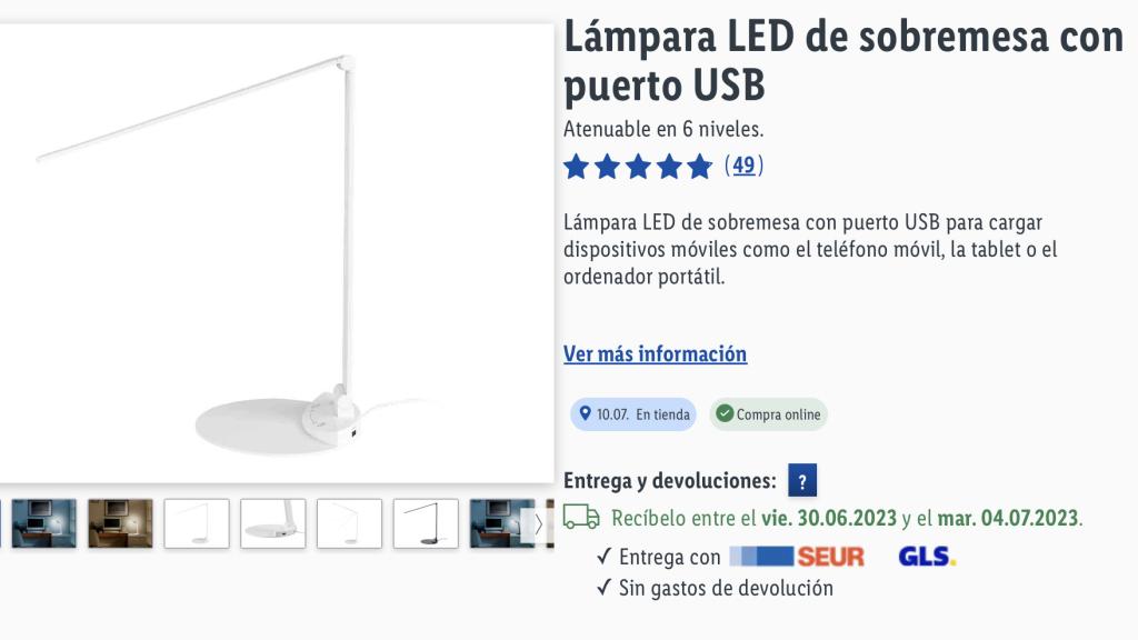 Lámpara led de sobremesa.