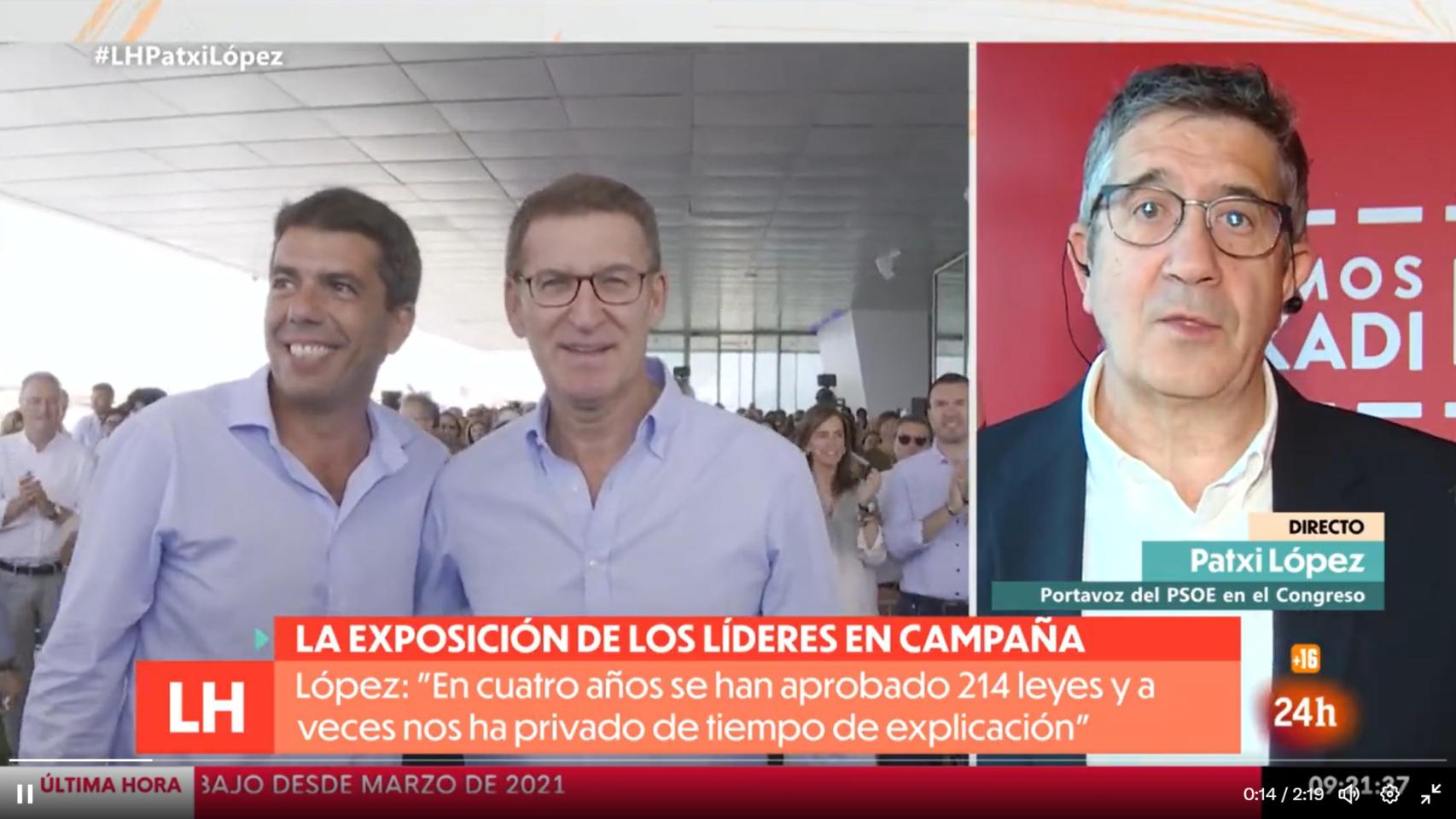 Patxi López, durante su entrevista en RTVE